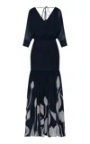 Andres Otalora Eternos Chiffon Maxi Dress In Navy