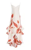 Andres Otalora Exclusive Arte Mio Tulip-printed Satin Maxi Dress In White