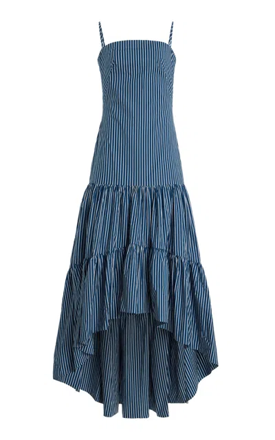 Andres Otalora Exclusive Colonial Striped Cotton-poplin Maxi Dress In Blue