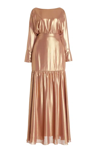 Andres Otalora Exclusive Lame Maxi Dress In Rose Gold