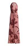 Andres Otalora Exclusive Pura Maxi Halter Dress In Burgundy