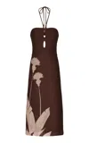 Andres Otalora Flor De Piel Printed Linen Midi Dress