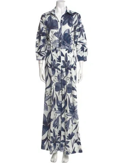 Pre-owned Andres Otalora Floral Print Jumpsuit In Blue