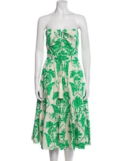 Pre-owned Andres Otalora Floral Print Knee-length Dress In Green
