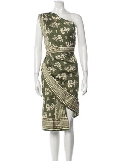 Pre-owned Andres Otalora Floral Print Knee-length Dress In Green