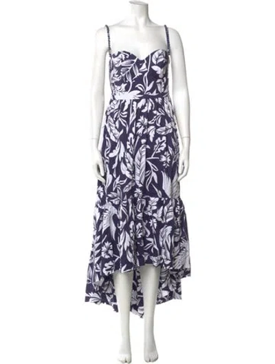 Pre-owned Andres Otalora Floral Print Long Dress In Blue