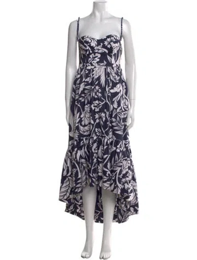 Pre-owned Andres Otalora Floral Print Long Dress In Blue