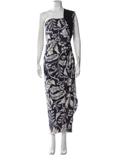 Pre-owned Andres Otalora Floral Print Long Dress In Blue