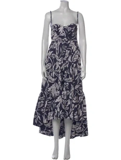 Pre-owned Andres Otalora Floral Print Long Dress In Blue