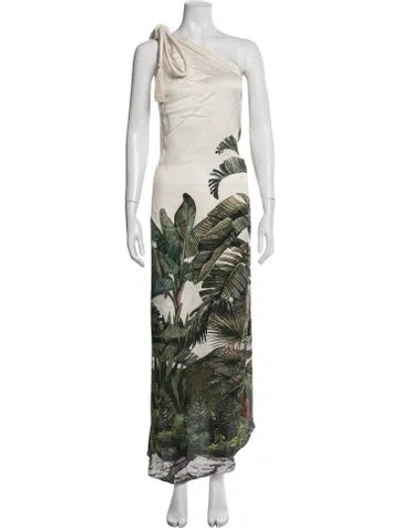 Pre-owned Andres Otalora Floral Print Long Dress In Green