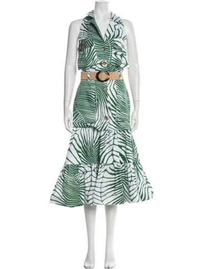 Pre-owned Andres Otalora Floral Print Long Dress In Green