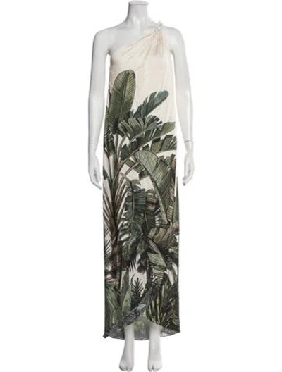 Pre-owned Andres Otalora Floral Print Long Dress In Green