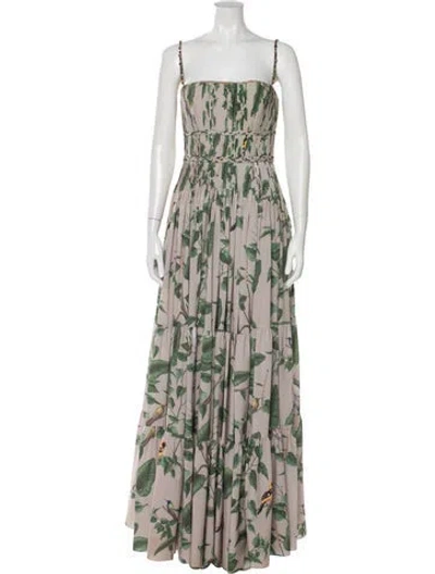 Pre-owned Andres Otalora Floral Print Long Dress In Neutral