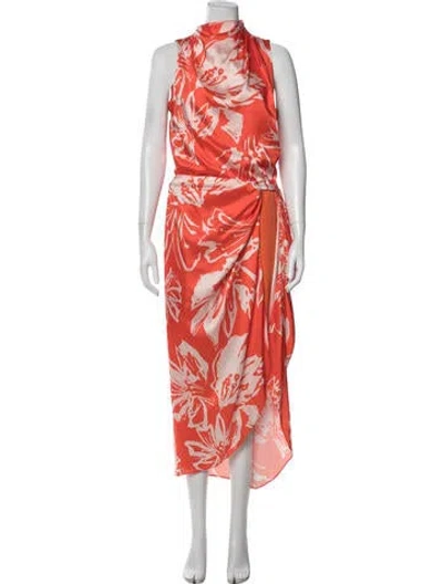 Pre-owned Andres Otalora Floral Print Long Dress In Orange