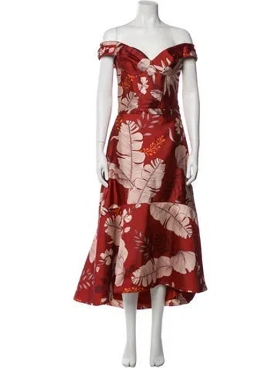 Pre-owned Andres Otalora Floral Print Long Dress In Red