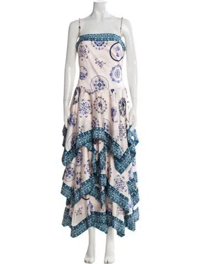 Pre-owned Andres Otalora Floral Print Long Dress W/ Tags In Neutral