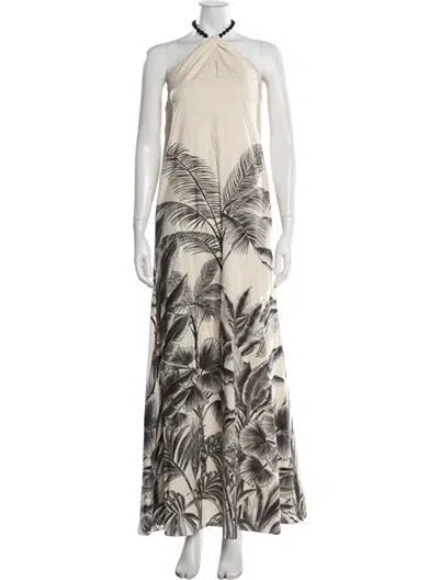 Pre-owned Andres Otalora Floral Print Long Dress W/ Tags In Neutrals