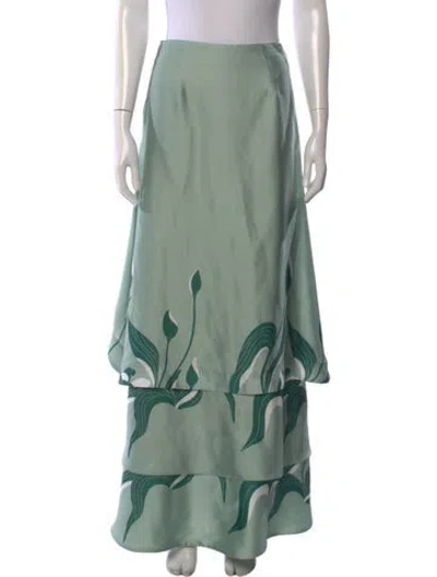 Pre-owned Andres Otalora Floral Print Long Skirt In Green