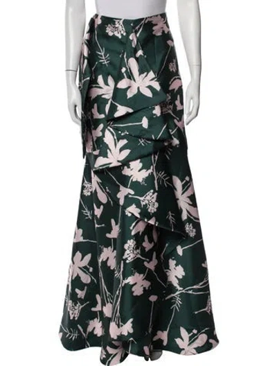 Pre-owned Andres Otalora Floral Print Long Skirt In Green