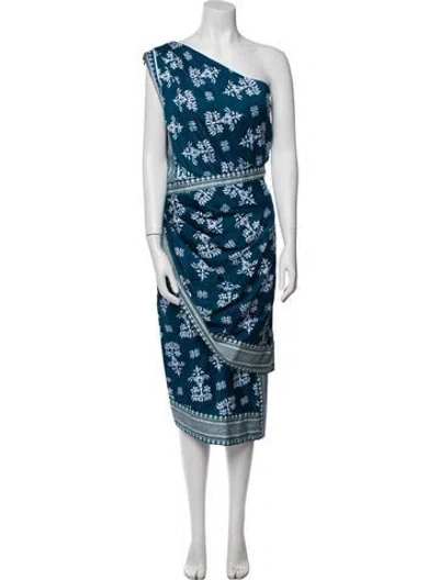Pre-owned Andres Otalora Floral Print Midi Length Dress In Blue
