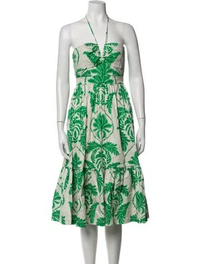 Pre-owned Andres Otalora Floral Print Midi Length Dress In Green