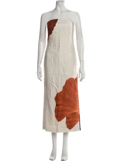 Pre-owned Andres Otalora Floral Print Midi Length Dress In Neutrals
