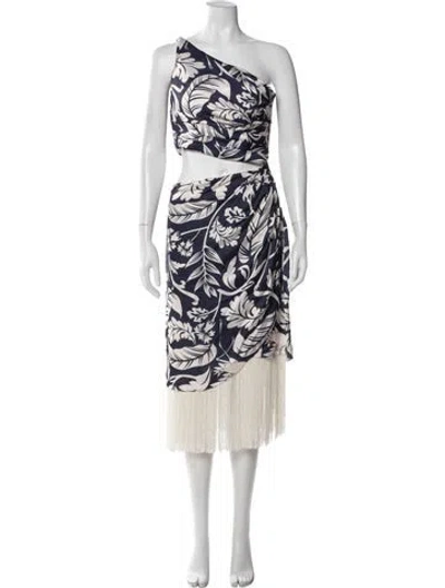 Pre-owned Andres Otalora Floral Print Midi Length Dress W/ Tags In Blue