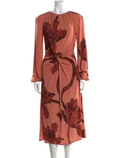 Pre-owned Andres Otalora Floral Print Midi Length Dress W/ Tags In Orange