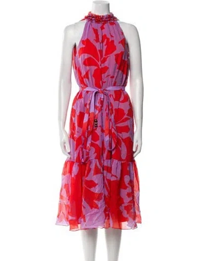 Pre-owned Andres Otalora Floral Print Midi Length Dress W/ Tags In Purple