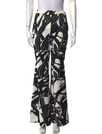 Pre-owned Andres Otalora Floral Print Wide Leg Pants In Black
