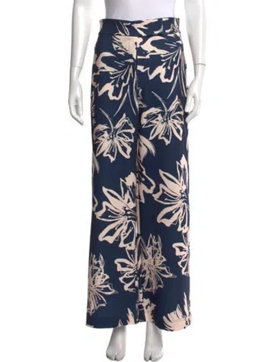 Pre-owned Andres Otalora Floral Print Wide Leg Pants In Blue