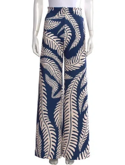 Pre-owned Andres Otalora Floral Print Wide Leg Pants In Blue