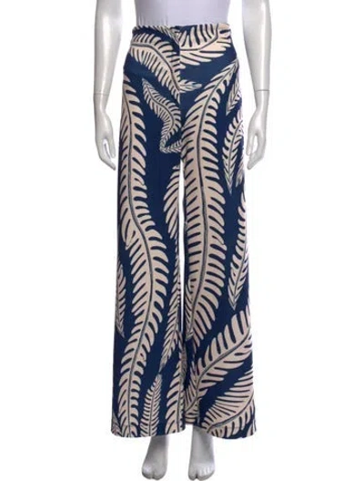 Pre-owned Andres Otalora Floral Print Wide Leg Pants In Blue