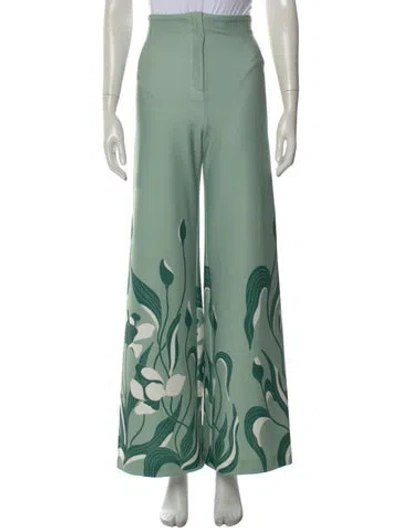 Pre-owned Andres Otalora Floral Print Wide Leg Pants In Green