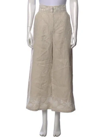 Pre-owned Andres Otalora Floral Print Wide Leg Pants In Neutrals