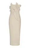 Andres Otalora Florecer Appliquéd Linen Midi Dress