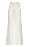 Andres Otalora Frente Al Sol Pleated Linen Wide-leg Pants In White
