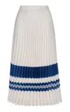 Andres Otalora Gesto Integro Pleated Chiffon Midi Skirt In Stripe