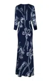 Andres Otalora Gestos Chiffon Maxi Dress In Navy