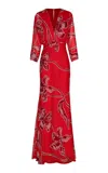 Andres Otalora Gestos Chiffon Maxi Dress In Red