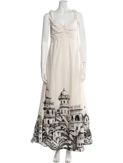 Pre-owned Andres Otalora Graphic Print Long Dress In Neutrals