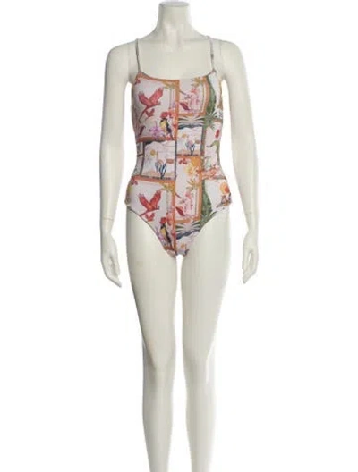 Pre-owned Andres Otalora Graphic Print Square Neckline Bodysuit In Neutral