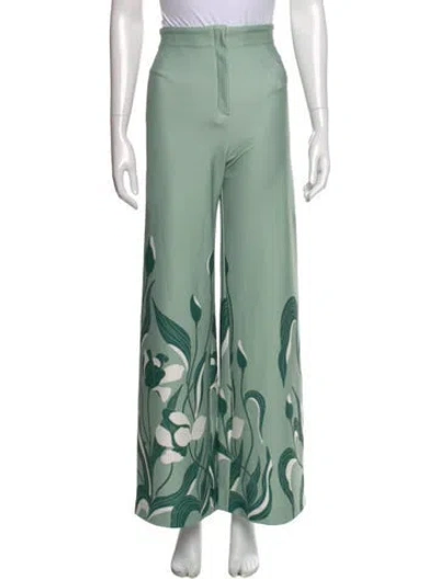 Pre-owned Andres Otalora Graphic Print Wide Leg Pants In Green