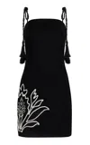 Andres Otalora Haath Embroidered Linen Mini Dress In Black