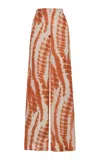 Andres Otalora Huella Del Sol Printed Satin Flare Pants In Pink