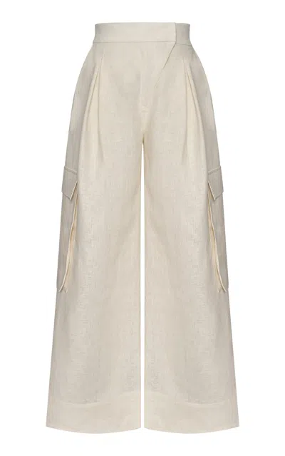 Andres Otalora Hydra Linen Cargo Pants In Neutral
