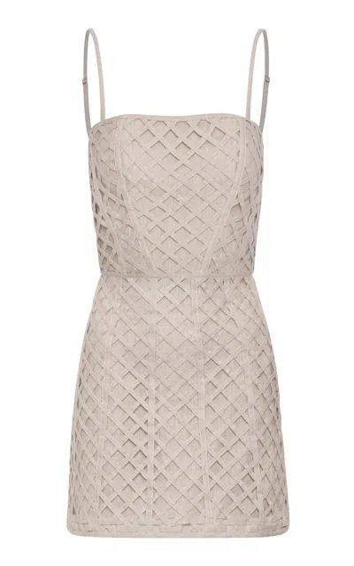 Andres Otalora Idenza Embellished Linen Mini Dress In Brown