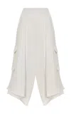 Andres Otalora Inolvidable Asymmetric Cotton Twill Cargo Midi Skirt In Off-white