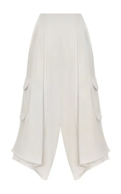 Andres Otalora Inolvidable Asymmetric Cotton Twill Cargo Midi Skirt In Off-white
