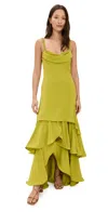 Andres Otalora Inoportuna Tiered Maxi Dress In Pistachio Green